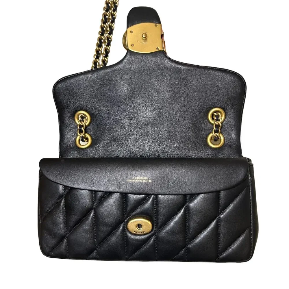 Coach Women's 'The Tabby' 26 Shoulder Bag Pillow Quilt Smooth Leather Black Gold